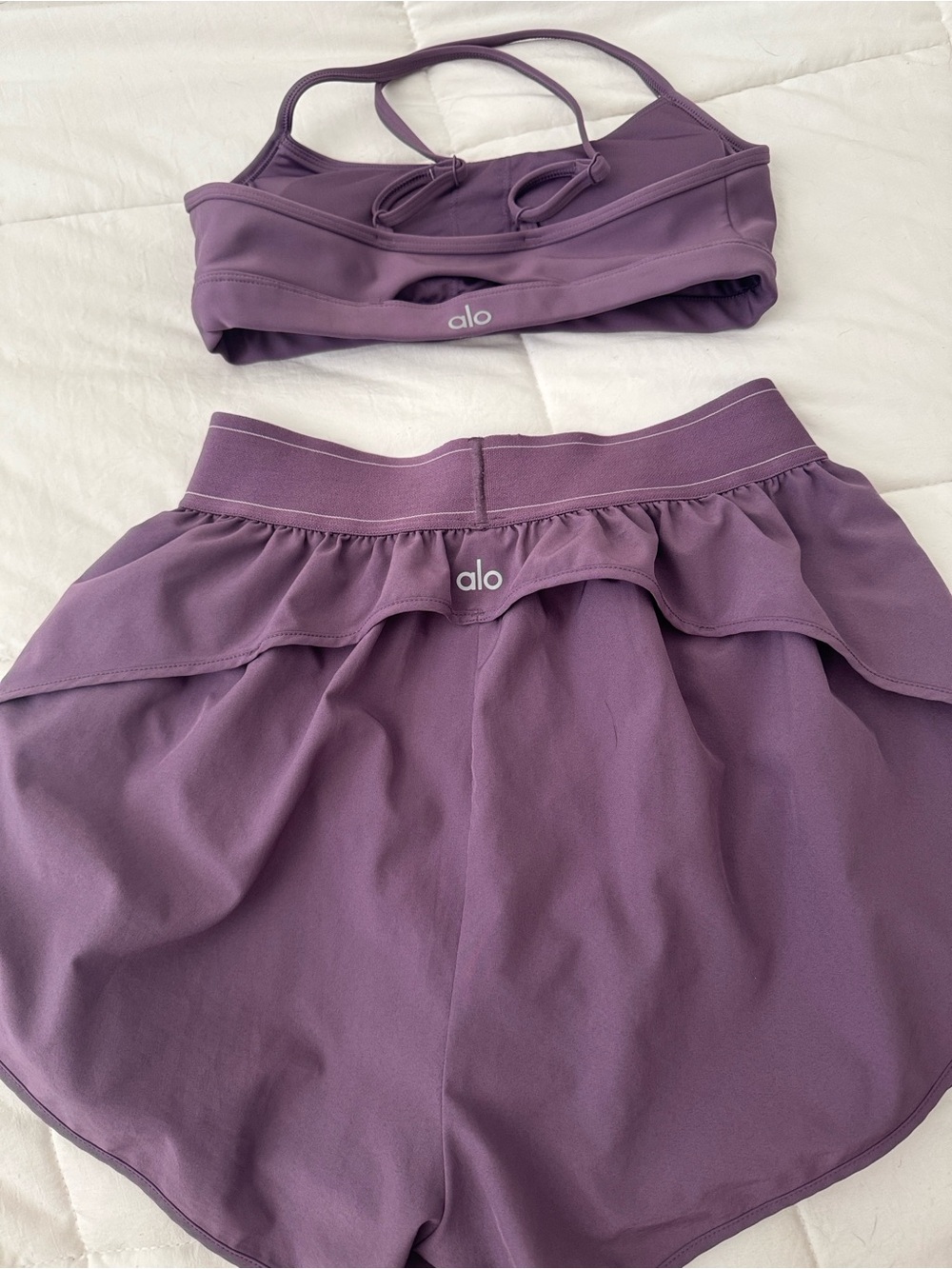 Alo Plum Kiss Purple Sports Bra & Shorts set - Picture 3 of 3